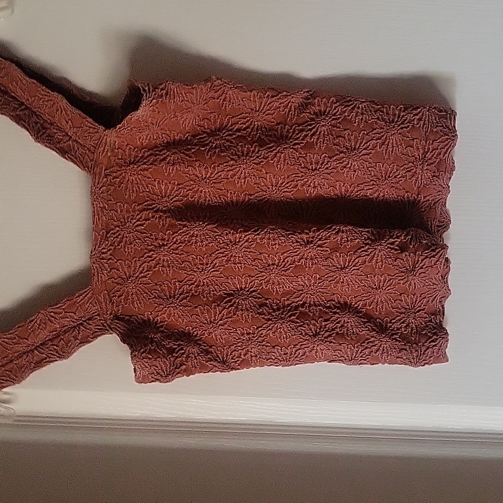 Smocked Burnt Orange Sleeveless Tank Top - Picture 3 of 8